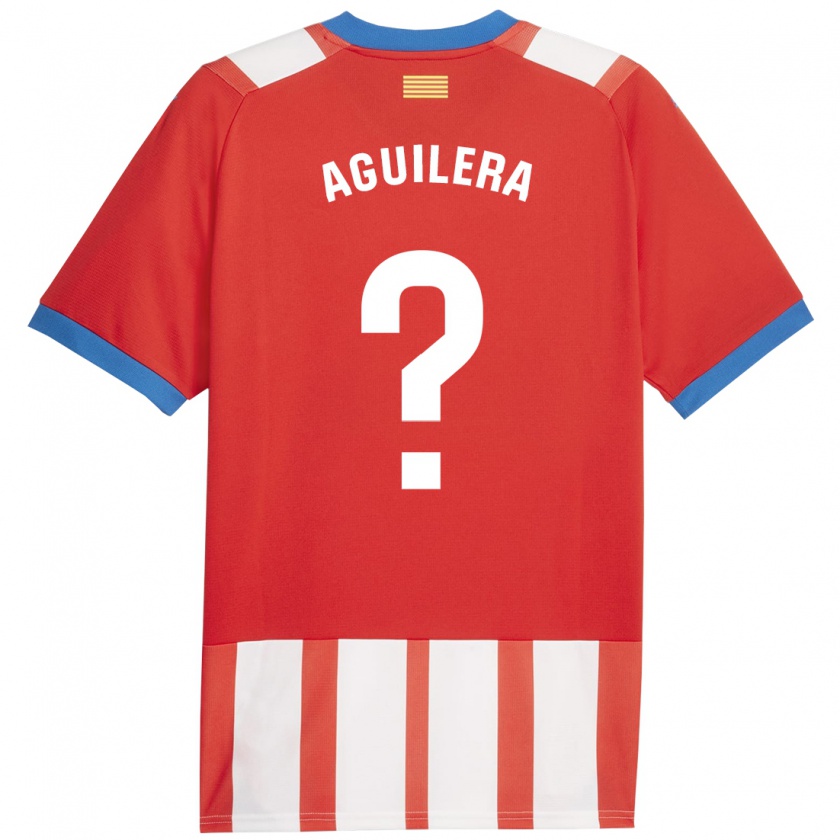 Kandiny Enfant Maillot Oriol Aguilera #0 Rouge Blanc Tenues Domicile 2023/24 T-Shirt