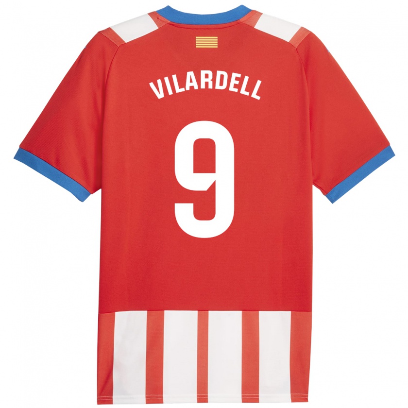 Kandiny Enfant Maillot Júlia Vilardell #9 Rouge Blanc Tenues Domicile 2023/24 T-Shirt