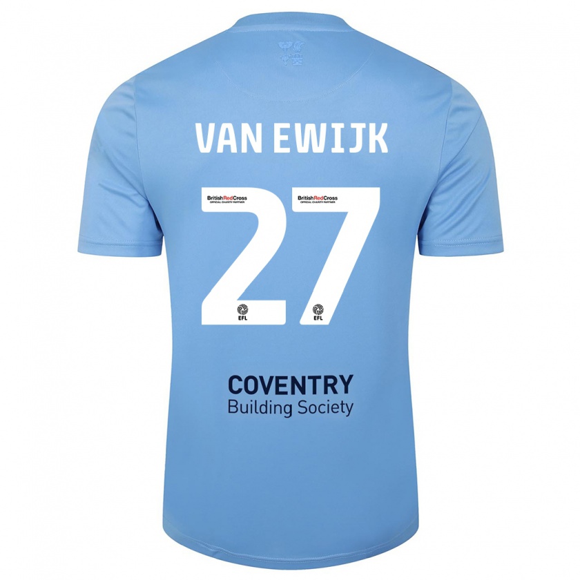 Kandiny Enfant Maillot Milan Van Ewijk #27 Bleu Ciel Tenues Domicile 2023/24 T-Shirt
