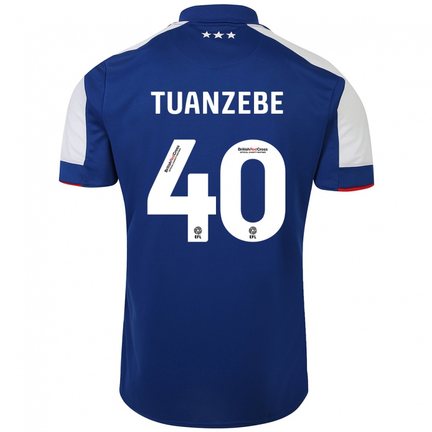 Kandiny Enfant Maillot Axel Tuanzebe #40 Bleu Tenues Domicile 2023/24 T-Shirt