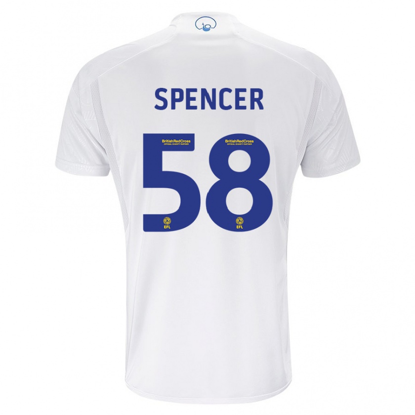 Kandiny Enfant Maillot Morten Spencer #58 Blanc Tenues Domicile 2023/24 T-Shirt