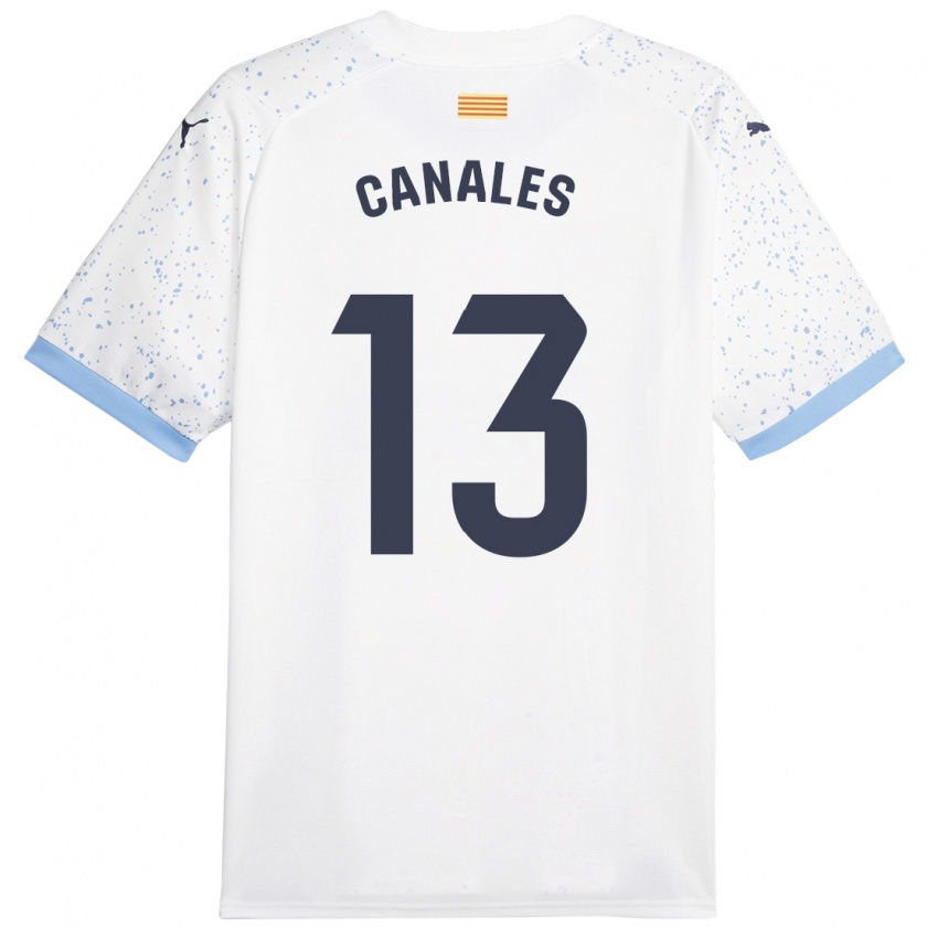 Kandiny Enfant Maillot Juanvi Canales #13 Blanc Tenues Extérieur 2023/24 T-Shirt