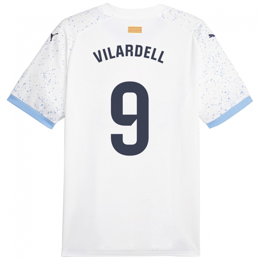 Kandiny Enfant Maillot Júlia Vilardell #9 Blanc Tenues Extérieur 2023/24 T-Shirt