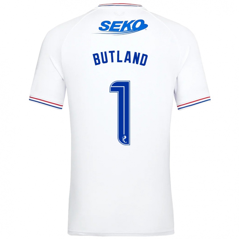 Kandiny Enfant Maillot Jack Butland #1 Blanc Tenues Extérieur 2023/24 T-Shirt