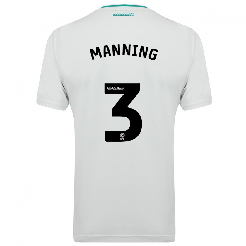 Kandiny Enfant Maillot Ryan Manning #3 Blanc Tenues Extérieur 2023/24 T-Shirt