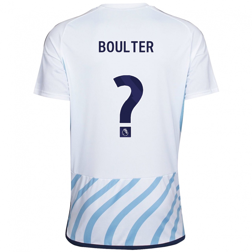 Kandiny Enfant Maillot Evan Boulter #0 Blanc Bleu Tenues Extérieur 2023/24 T-Shirt