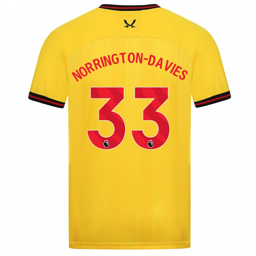 Kandiny Enfant Maillot Rhys Norrington-Davies #33 Jaune Tenues Extérieur 2023/24 T-Shirt