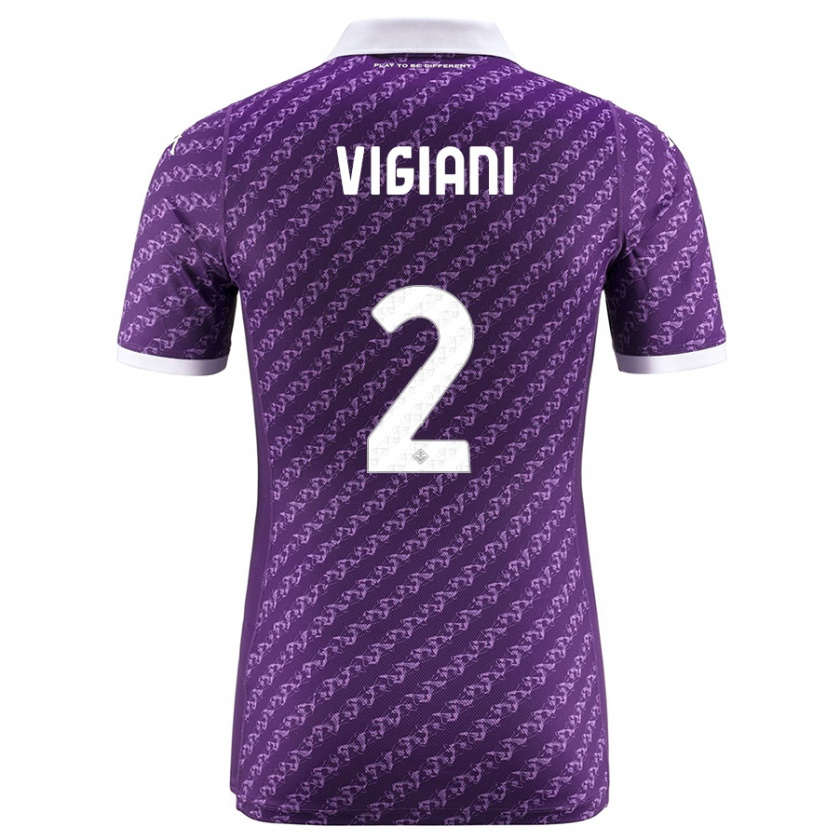 Kandiny Homme Maillot Lorenzo Vigiani #2 Violet Tenues Domicile 2023/24 T-Shirt