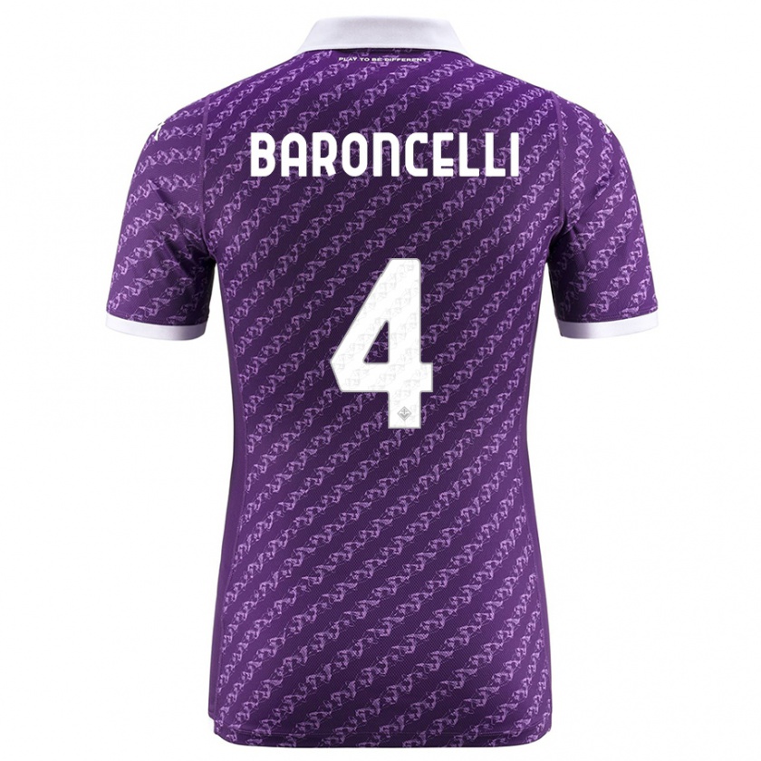 Kandiny Homme Maillot Leonardo Baroncelli #4 Violet Tenues Domicile 2023/24 T-Shirt