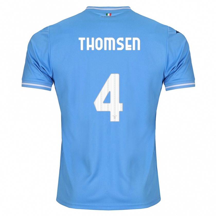 Kandiny Homme Maillot Maria Møller Thomsen #4 Bleu Tenues Domicile 2023/24 T-Shirt