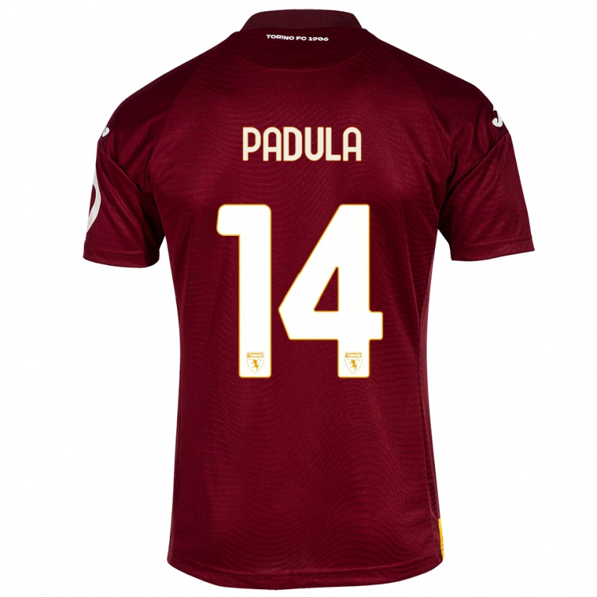 Kandiny Homme Maillot Cristian Padula #14 Rouge Foncé Tenues Domicile 2023/24 T-Shirt
