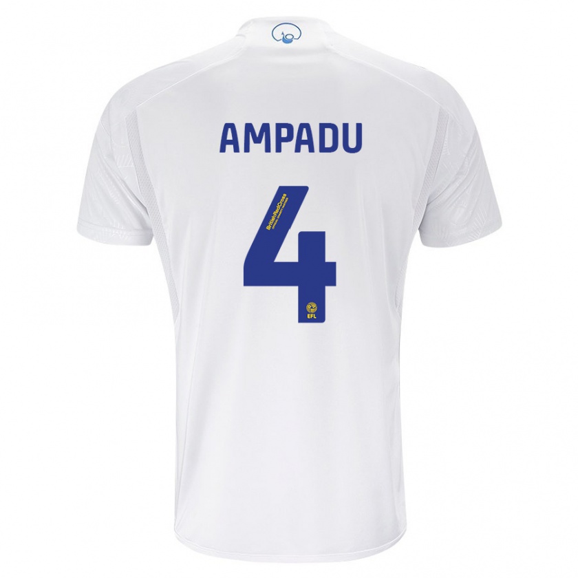 Kandiny Homme Maillot Ethan Ampadu #4 Blanc Tenues Domicile 2023/24 T-Shirt