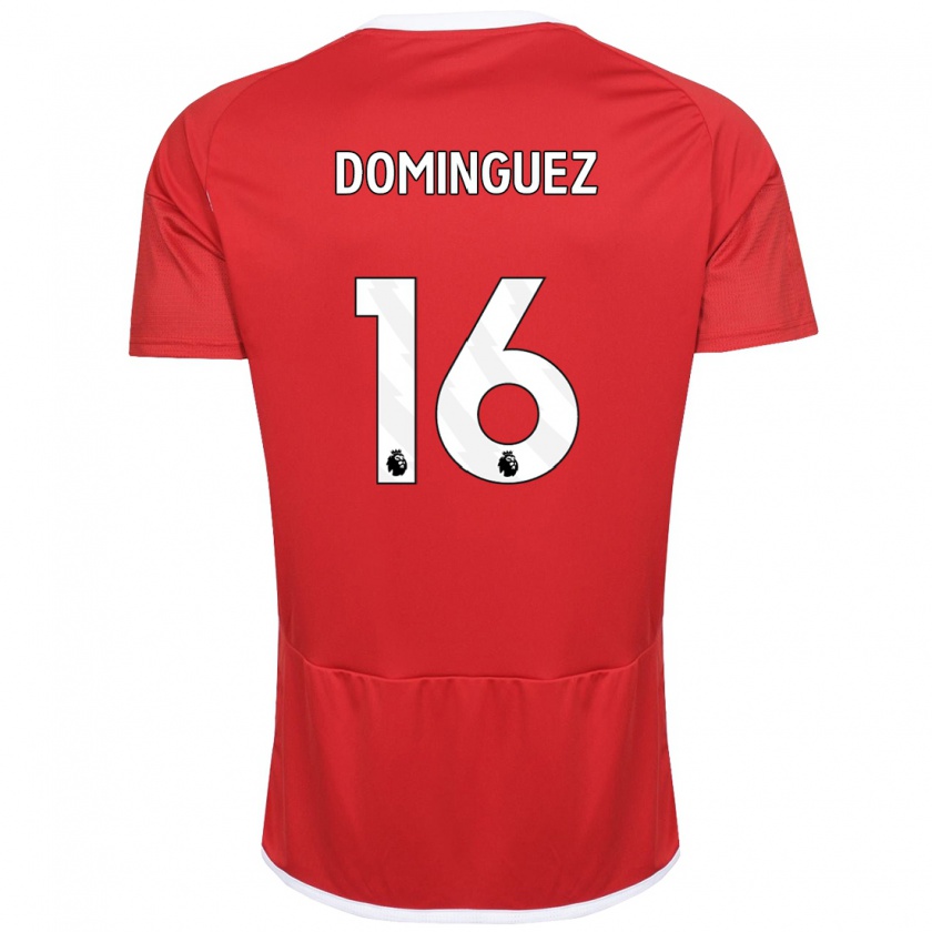 Kandiny Homme Maillot Nicolás Domínguez #16 Rouge Tenues Domicile 2023/24 T-Shirt