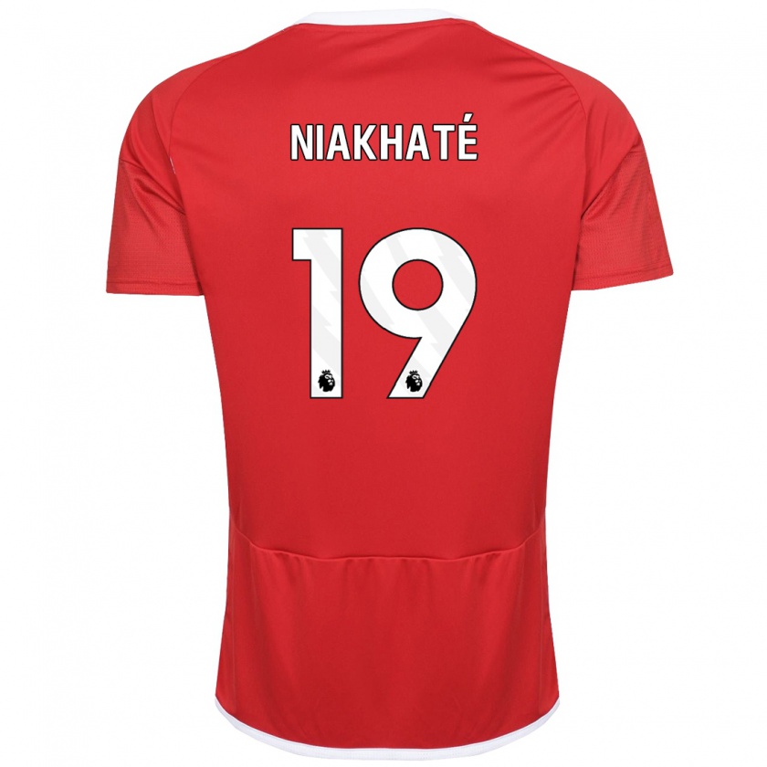 Kandiny Homme Maillot Moussa Niakhaté #19 Rouge Tenues Domicile 2023/24 T-Shirt