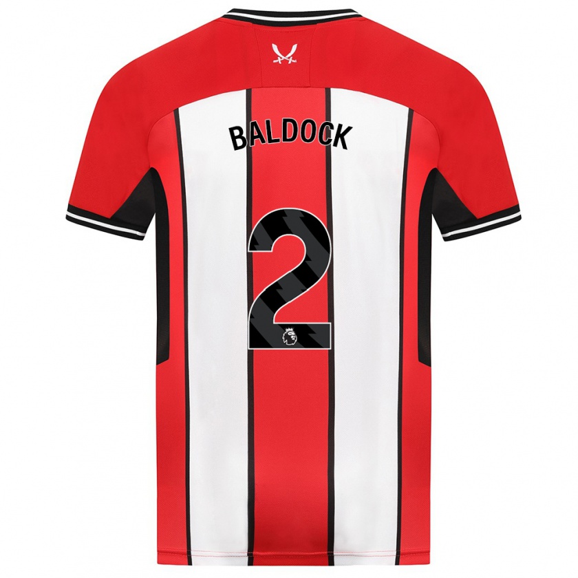 Kandiny Homme Maillot George Baldock #2 Rouge Tenues Domicile 2023/24 T-Shirt