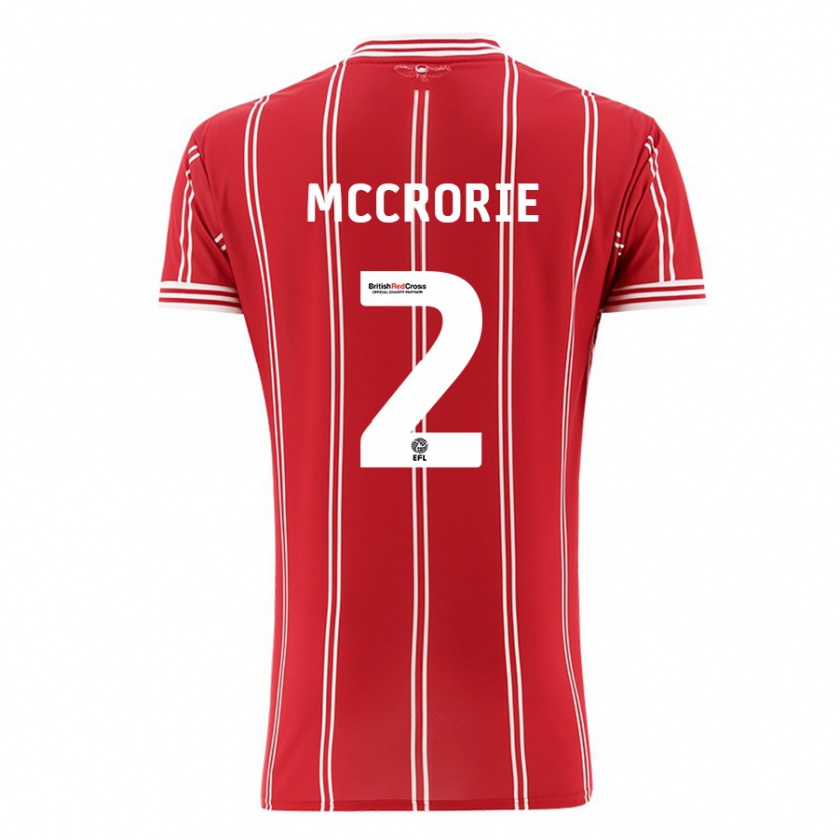 Kandiny Homme Maillot Ross Mccrorie #2 Rouge Tenues Domicile 2023/24 T-Shirt