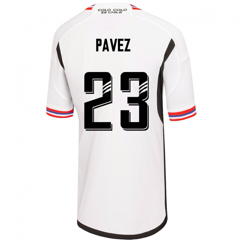 Kandiny Homme Maillot Esteban Pavez #23 Blanc Tenues Domicile 2023/24 T-Shirt