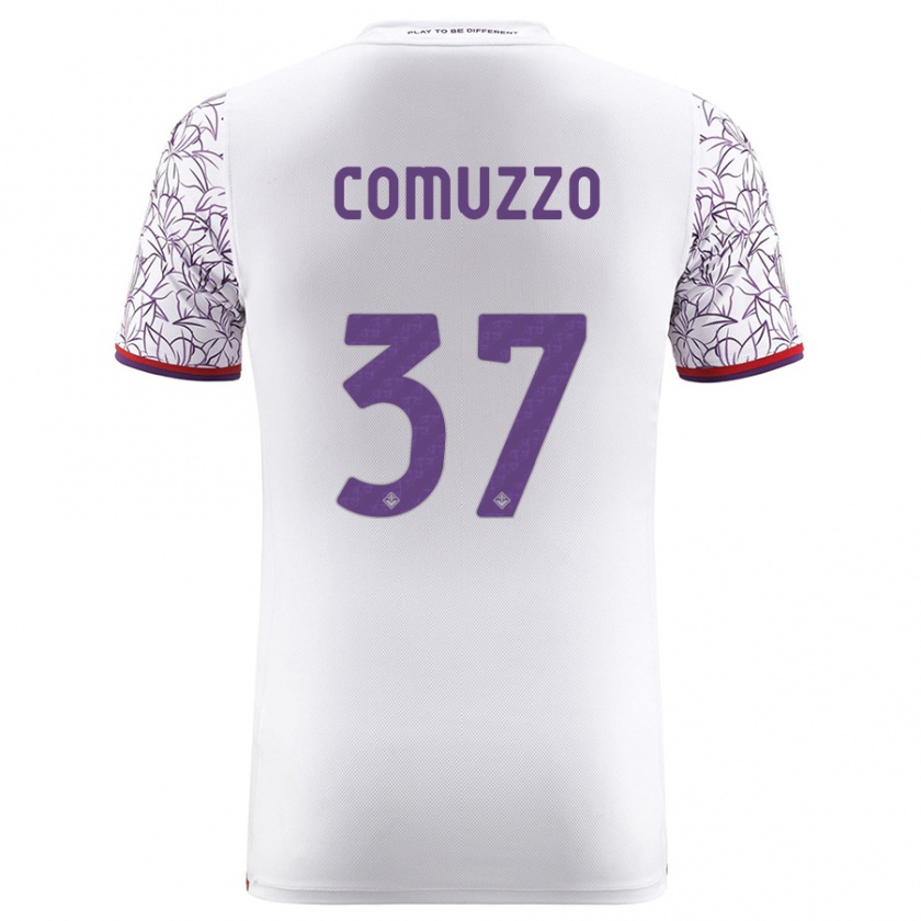 Kandiny Homme Maillot Pietro Comuzzo #37 Blanc Tenues Extérieur 2023/24 T-Shirt