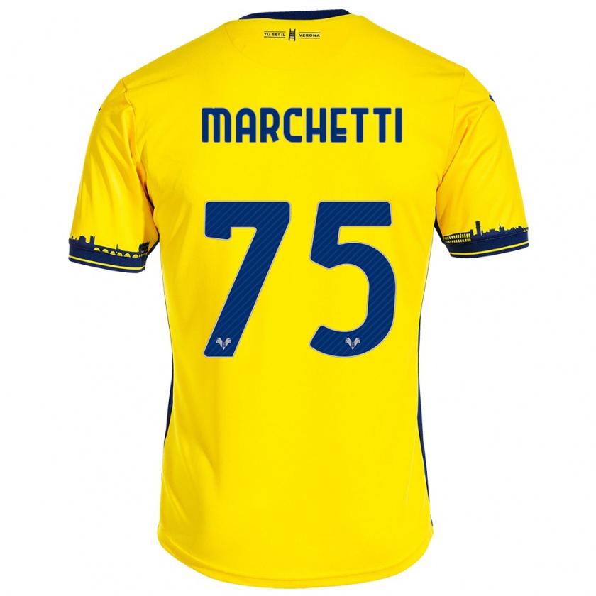 Kandiny Homme Maillot Nicolò Marchetti #75 Jaune Tenues Extérieur 2023/24 T-Shirt