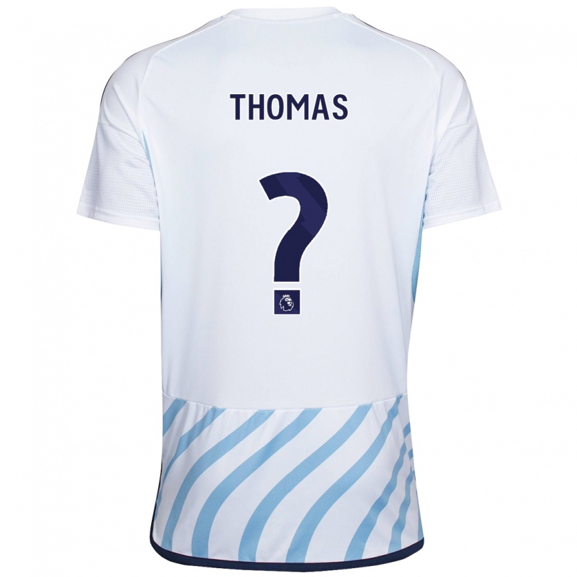 Kandiny Homme Maillot Tyrese Thomas #0 Blanc Bleu Tenues Extérieur 2023/24 T-Shirt