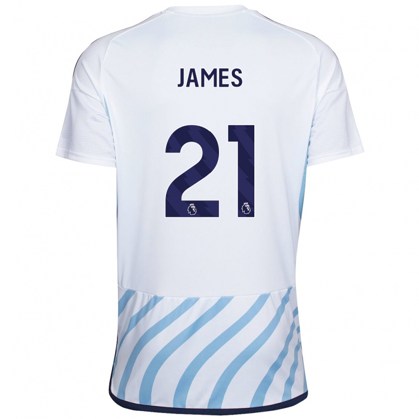 Kandiny Homme Maillot Hayley James #21 Blanc Bleu Tenues Extérieur 2023/24 T-Shirt