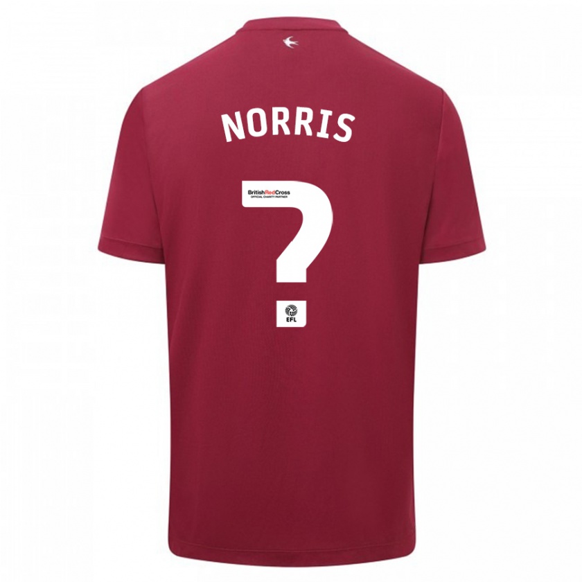 Kandiny Homme Maillot Jacob Norris #0 Rouge Tenues Extérieur 2023/24 T-Shirt