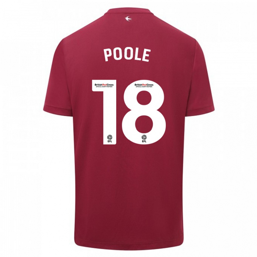 Kandiny Homme Maillot Phoebie Poole #18 Rouge Tenues Extérieur 2023/24 T-Shirt