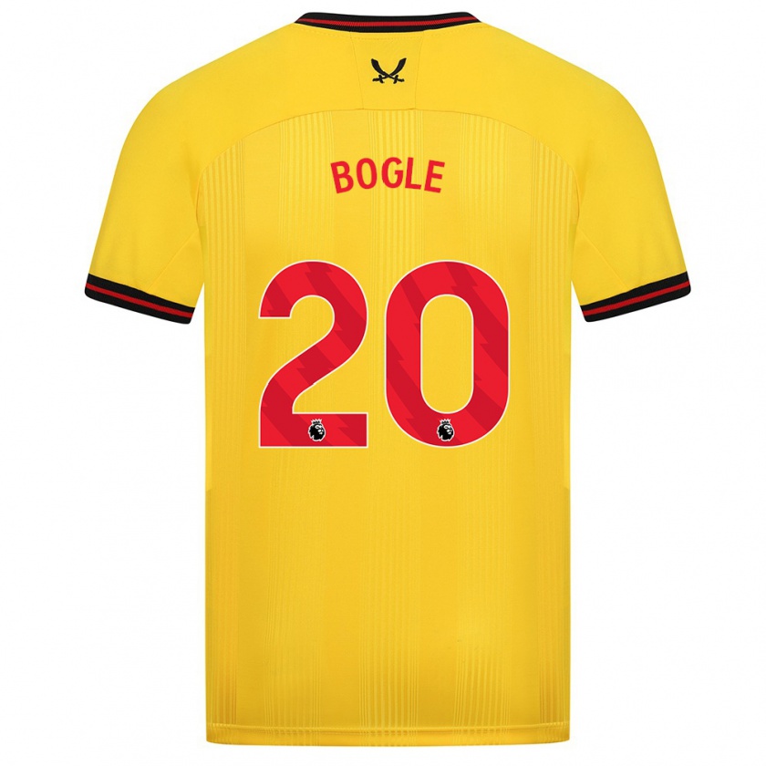 Kandiny Homme Maillot Jayden Bogle #20 Jaune Tenues Extérieur 2023/24 T-Shirt