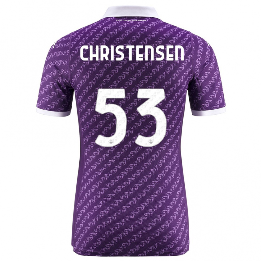 Kandiny Femme Maillot Oliver Christensen #53 Violet Tenues Domicile 2023/24 T-Shirt