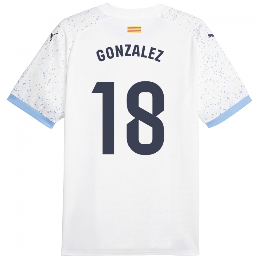 Kandiny Femme Maillot Gerard González #18 Blanc Tenues Extérieur 2023/24 T-Shirt
