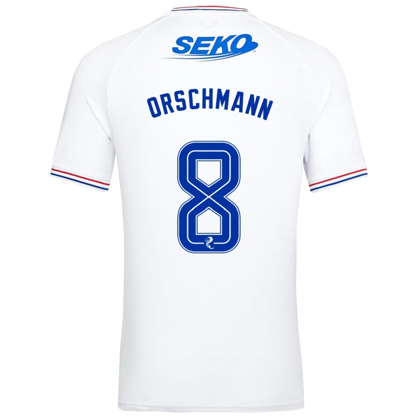 Kandiny Femme Maillot Dina Orschmann #8 Blanc Tenues Extérieur 2023/24 T-Shirt