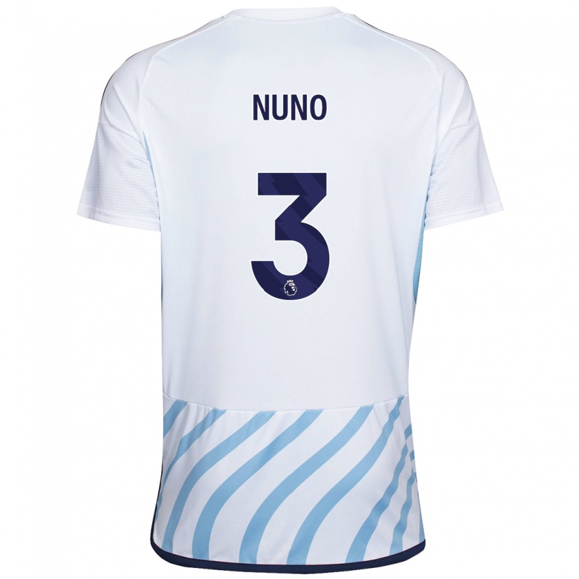 Kandiny Femme Maillot Nuno Tavares #3 Blanc Bleu Tenues Extérieur 2023/24 T-Shirt