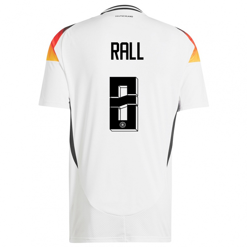 Kandiny Enfant Maillot Allemagne Maximiliane Rall #8 Blanc Tenues Domicile 24-26 T-Shirt