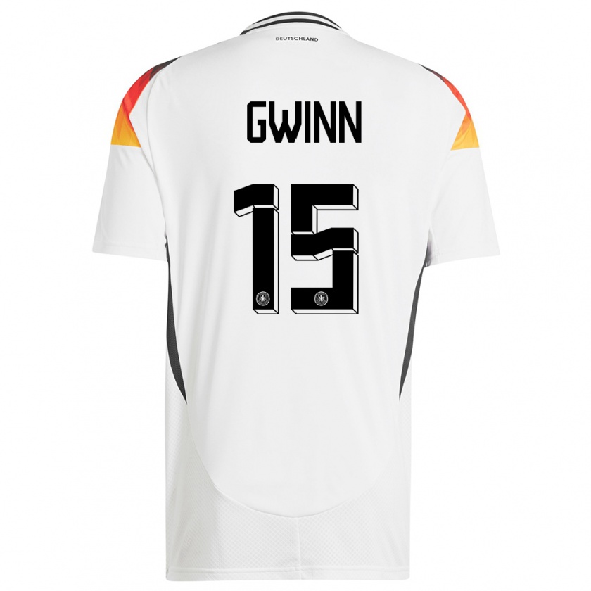 Kandiny Enfant Maillot Allemagne Giulia Gwinn #15 Blanc Tenues Domicile 24-26 T-Shirt