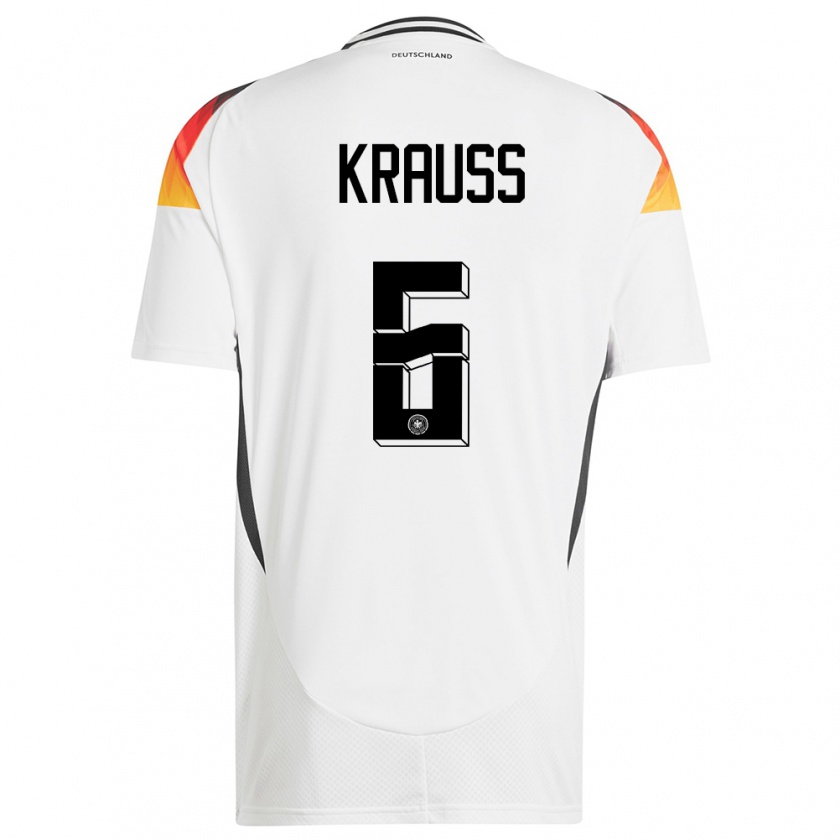 Kandiny Enfant Maillot Allemagne Tom Kraub #6 Blanc Tenues Domicile 24-26 T-Shirt