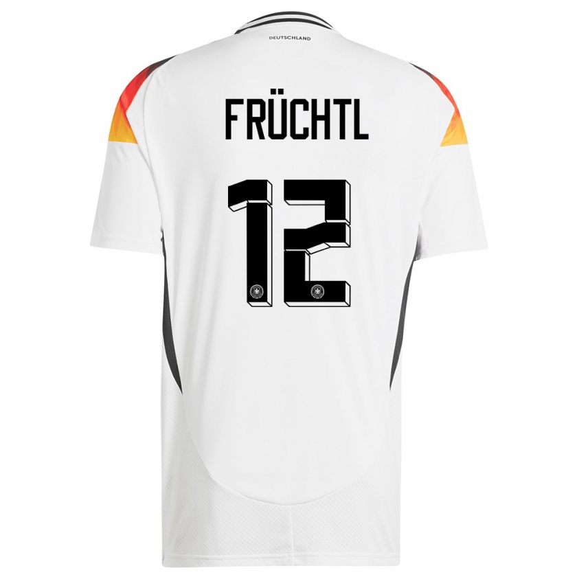 Kandiny Enfant Maillot Allemagne Christian Fruchtl #12 Blanc Tenues Domicile 24-26 T-Shirt