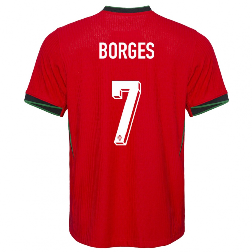 Kandiny Enfant Maillot Portugal Carlos Borges #7 Rouge Tenues Domicile 24-26 T-Shirt