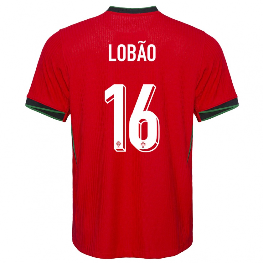 Kandiny Enfant Maillot Portugal Diogo Lobao #16 Rouge Tenues Domicile 24-26 T-Shirt