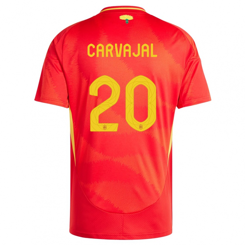 Kandiny Enfant Maillot Espagne Daniel Carvajal #20 Rouge Tenues Domicile 24-26 T-Shirt