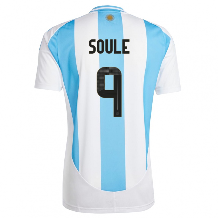 Kandiny Enfant Maillot Argentine Matias Soule #9 Blanc Bleu Tenues Domicile 24-26 T-Shirt