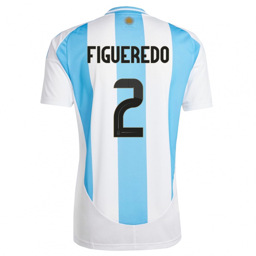 Kandiny Enfant Maillot Argentine Leandro Figueredo #2 Blanc Bleu Tenues Domicile 24-26 T-Shirt