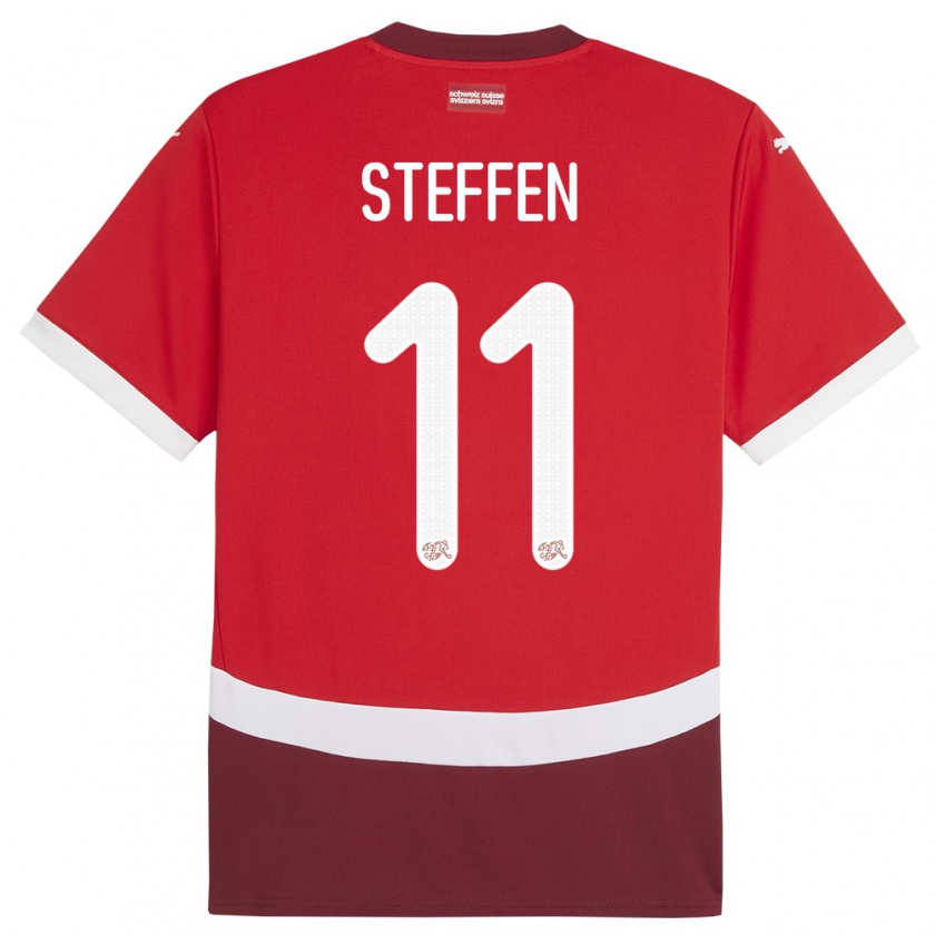Kandiny Enfant Maillot Suisse Renato Steffen #11 Rouge Tenues Domicile 24-26 T-Shirt