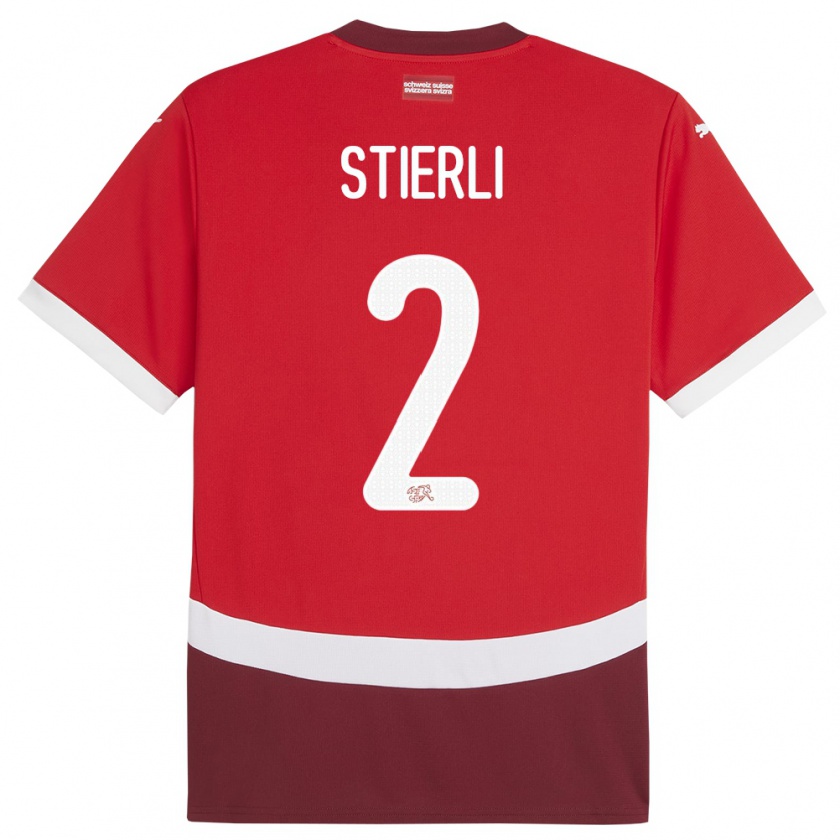 Kandiny Enfant Maillot Suisse Julia Stierli #2 Rouge Tenues Domicile 24-26 T-Shirt