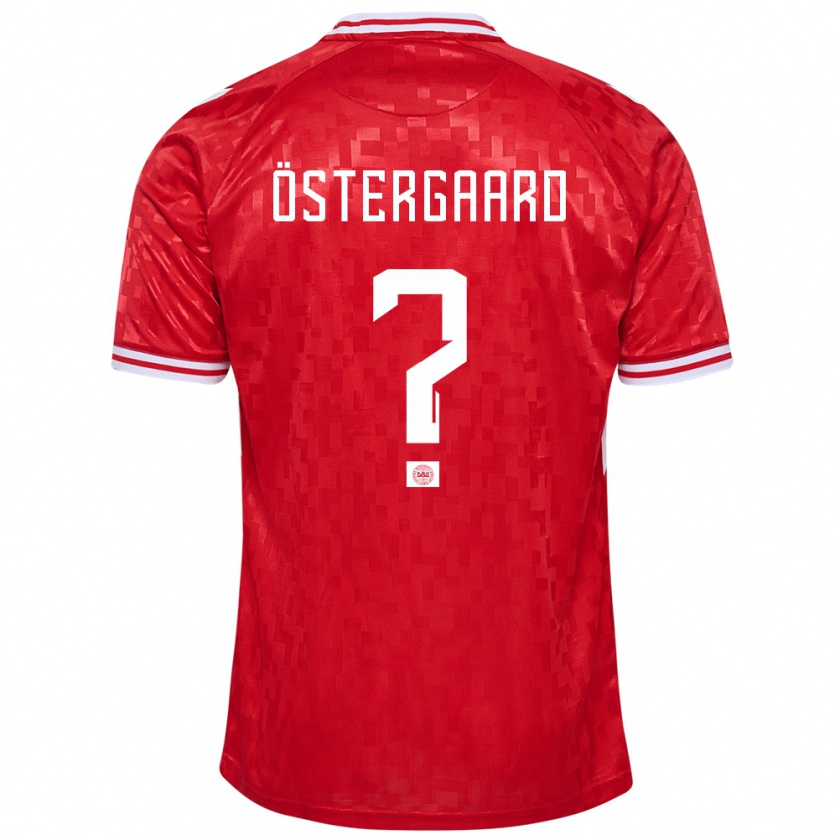 Kandiny Enfant Maillot Danemark Christian Östergaard #0 Rouge Tenues Domicile 24-26 T-Shirt