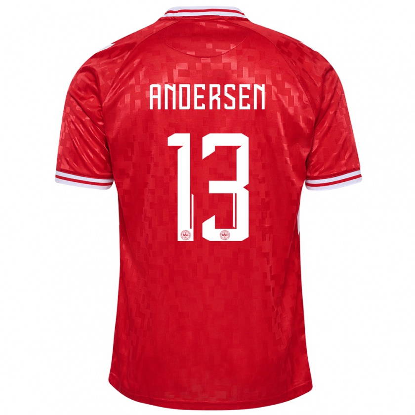 Kandiny Enfant Maillot Danemark Frej Andersen #13 Rouge Tenues Domicile 24-26 T-Shirt