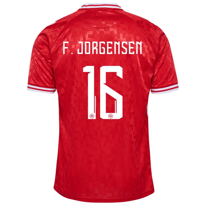 Kandiny Enfant Maillot Danemark Filip Jorgensen #16 Rouge Tenues Domicile 24-26 T-Shirt