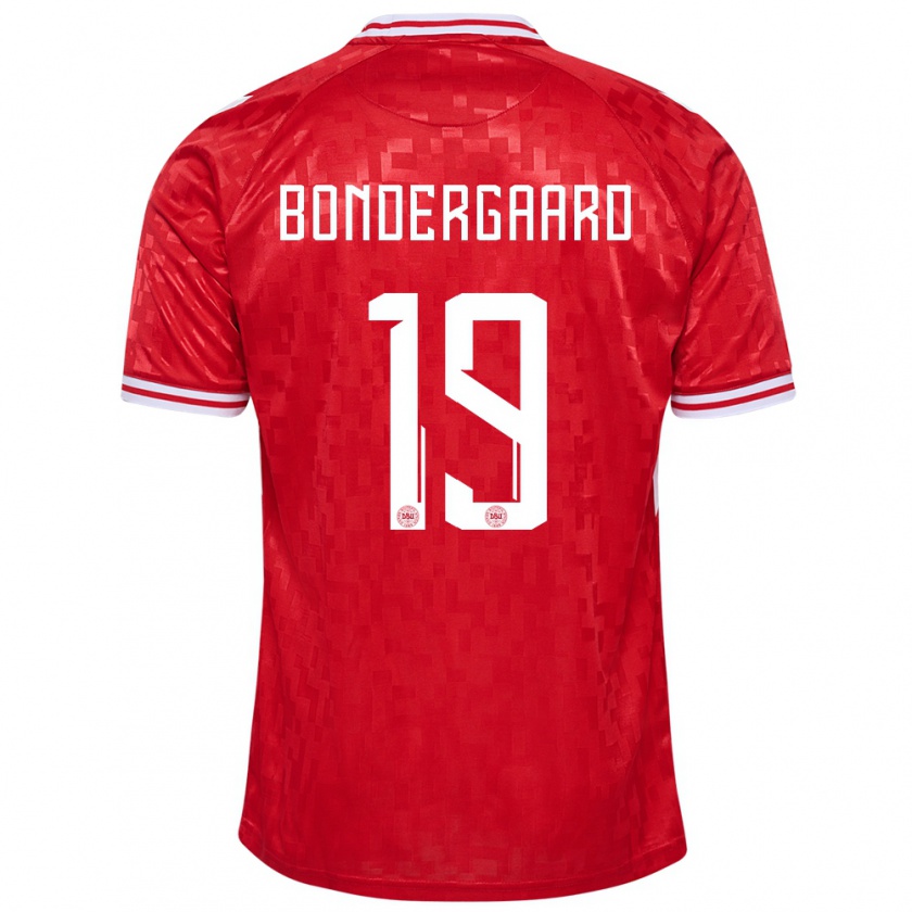Kandiny Enfant Maillot Danemark Asbjorn Bondergaard #19 Rouge Tenues Domicile 24-26 T-Shirt
