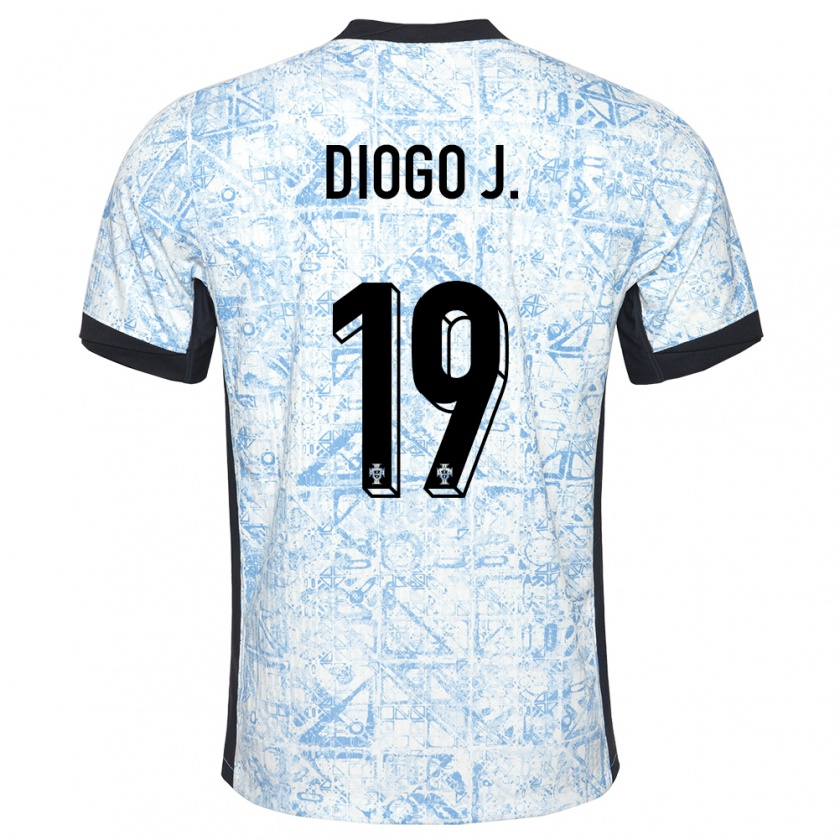 Kandiny Enfant Maillot Portugal Diogo Jota #19 Bleu Crème Tenues Extérieur 24-26 T-Shirt