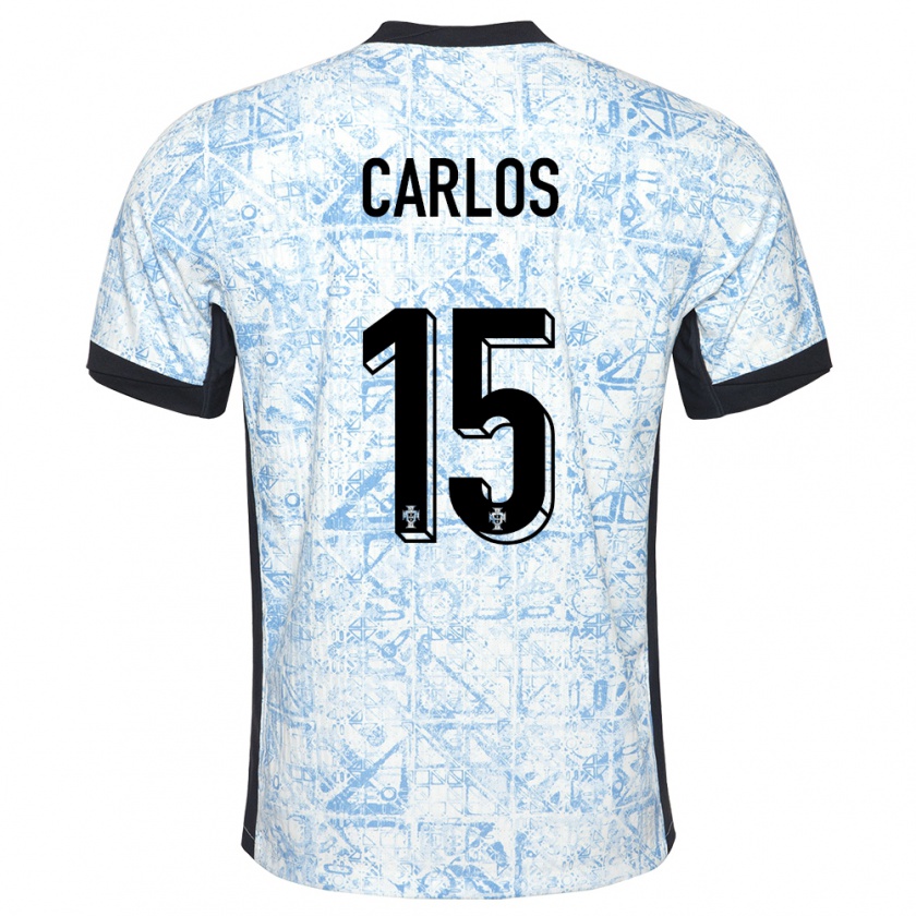 Kandiny Enfant Maillot Portugal Ze Carlos #15 Bleu Crème Tenues Extérieur 24-26 T-Shirt