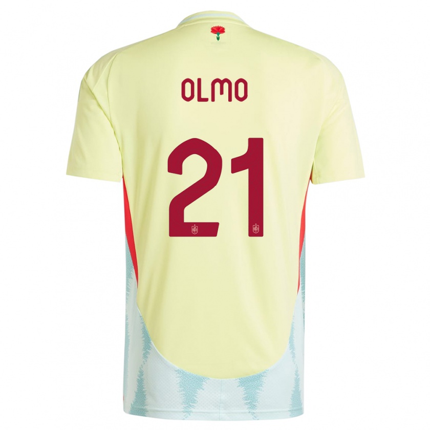 Kandiny Enfant Maillot Espagne Dani Olmo #21 Jaune Tenues Extérieur 24-26 T-Shirt